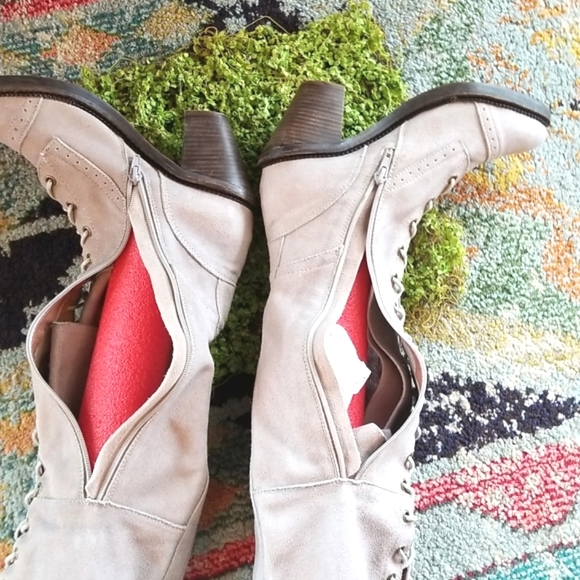 JEFFREY CAMPBELL FREE PEOPLE Over The Knee OTK JOE Grey Lace Up Heels Boots 8.5 - Picture 14 of 16